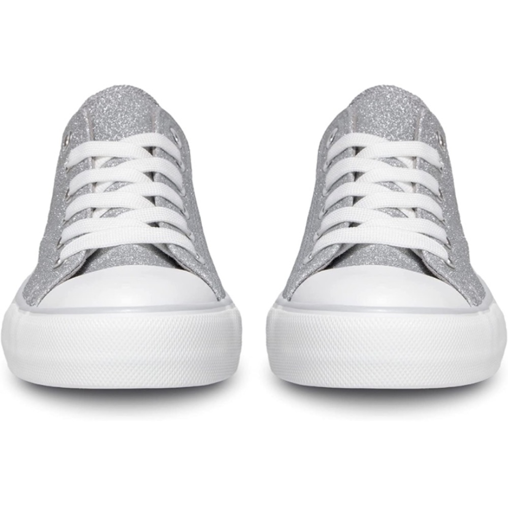 NEW silver glitter canvas sneakers size 11/42 - Picture 3 of 6
